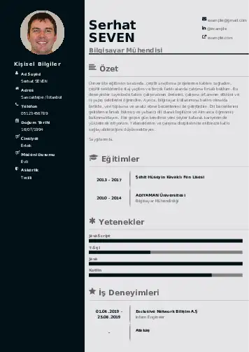 Bilgisayar Mühendisi CV Örnekleri cv indir